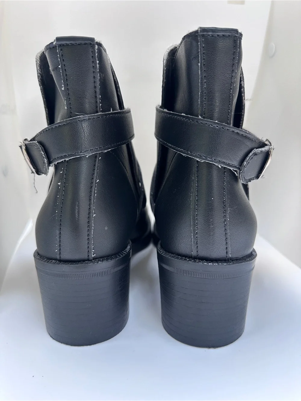 Vegetarian Shoes Chunky Heel Buckle Vegan Boots